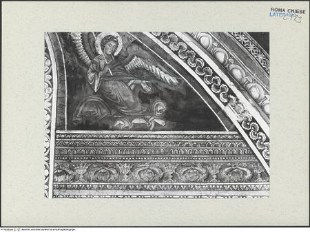 Vorderseite von ICCD [https://www.deutsche-digitale-bibliothek.de/content/lizenzen/rv-ez/] FreskenzyklusEngelspaare - Westseite, rechter Engel, vor der Restaurierung 1992-1994, bh462616_recto. Foto.