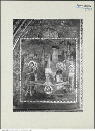 Vorderseite von ICCD [https://www.deutsche-digitale-bibliothek.de/content/lizenzen/rv-ez/] FreskenzyklusMartyrium des heiligen Petrus - Gesamtansicht, vor der Restaurierung 1992-1994, bh462623_recto. Foto.