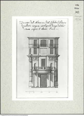 Vorderseite von Graphische Sammlung Albertina [https://www.deutsche-digitale-bibliothek.de/content/lizenzen/rv-ez/] Ansicht der Fassade des Palazzo Zuccari zur Piazza Trinità dei Monti - , bh462735_recto. Foto.