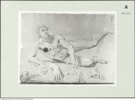 Vorderseite von Istituto Nazionale per la Grafica [https://www.deutsche-digitale-bibliothek.de/content/lizenzen/rv-ez/] Studien zu einer liegenden männlichen Gestalt - , bh463133_recto. Foto.