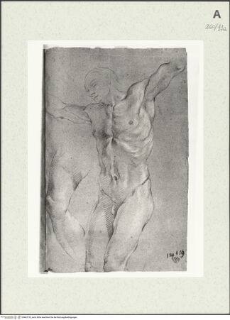 Vorderseite von Istituto Nazionale per la Grafica [https://www.deutsche-digitale-bibliothek.de/content/lizenzen/rv-ez/] Stehende männliche Gestalt mit ausgestreckten Armen - , bh463135_recto. Foto.