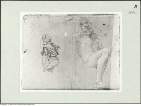 Vorderseite von Istituto Nazionale per la Grafica [https://www.deutsche-digitale-bibliothek.de/content/lizenzen/rv-ez/] Sitzende männliche Gestalt. Draperiestudie - , bh463167_recto. Foto.