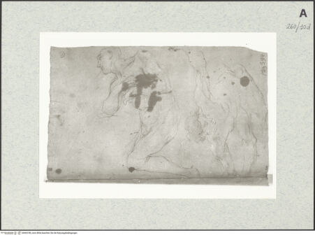 Vorderseite von Istituto Nazionale per la Grafica [https://www.deutsche-digitale-bibliothek.de/content/lizenzen/rv-ez/] Kniende männliche Gestalt. Skizze einer Gestalt in Halbfigur - , bh463180_recto. Foto.