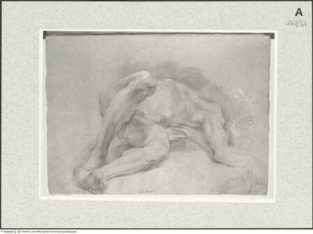 Vorderseite von Istituto Nazionale per la Grafica [https://www.deutsche-digitale-bibliothek.de/content/lizenzen/rv-ez/] Liegende männliche Gestalt - , bh463210_recto. Foto.