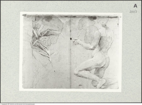 Vorderseite von Istituto Nazionale per la Grafica [https://www.deutsche-digitale-bibliothek.de/content/lizenzen/rv-ez/] Kniende männliche Gestalt und eine drapierte Gestalt - , bh463220_recto. Foto.