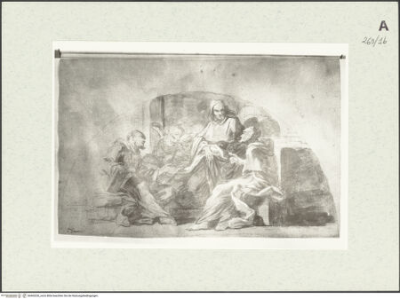 Vorderseite von Istituto Nazionale per la Grafica [https://www.deutsche-digitale-bibliothek.de/content/lizenzen/rv-ez/] Gruppe von drei Mönchen mit Engeln - , bh463236_recto. Foto.