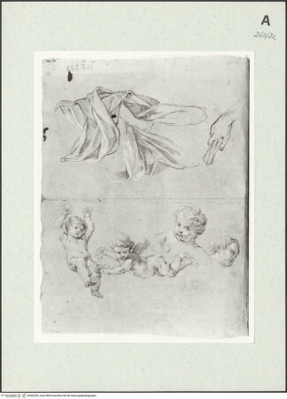 Vorderseite von Istituto Nazionale per la Grafica [https://www.deutsche-digitale-bibliothek.de/content/lizenzen/rv-ez/] Putten, drapierte Gestalt, Handstudie - , bh463260_recto. Foto.