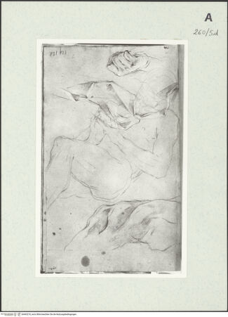 Vorderseite von Istituto Nazionale per la Grafica [https://www.deutsche-digitale-bibliothek.de/content/lizenzen/rv-ez/] Liegende männliche Gestalt und Detailstudien - , bh463276_recto. Foto.