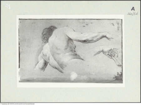 Vorderseite von Istituto Nazionale per la Grafica [https://www.deutsche-digitale-bibliothek.de/content/lizenzen/rv-ez/] Männliche Gestalt in Halbfigur und Wiederholung der rechten Hand - , bh463299_recto. Foto.