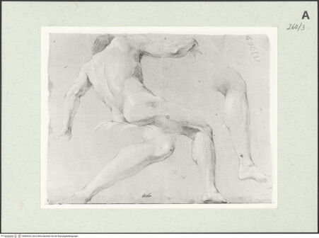 Vorderseite von Istituto Nazionale per la Grafica [https://www.deutsche-digitale-bibliothek.de/content/lizenzen/rv-ez/] Sitzende männliche Gestalt und Beinstudien - , bh463323_recto. Foto.