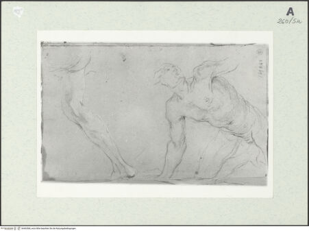 Vorderseite von Istituto Nazionale per la Grafica [https://www.deutsche-digitale-bibliothek.de/content/lizenzen/rv-ez/] Kniende männliche Gestalt, ferner Beinstudie - , bh463568_recto. Foto.