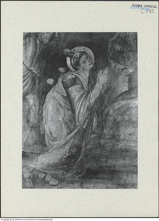Vorderseite von ICCD [https://www.deutsche-digitale-bibliothek.de/content/lizenzen/rv-ez/] FreskenzyklusSteinigung des heiligen Stephanus - Detail: Der heilige Stephanus, vor der Restaurierung 1992-1994, bh463694_recto. Foto.