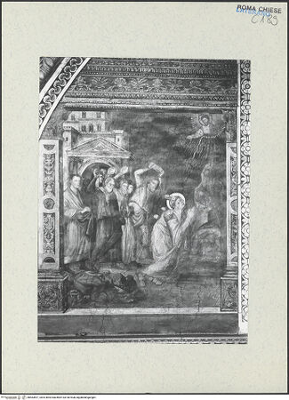 Vorderseite von ICCD [https://www.deutsche-digitale-bibliothek.de/content/lizenzen/rv-ez/] FreskenzyklusSteinigung des heiligen Stephanus - Gesamtansicht, vor der Restaurierung 1992-1994, bh463697_recto. Foto.