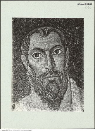 Vorderseite von Sopr.Mon.Laz. [https://www.deutsche-digitale-bibliothek.de/content/lizenzen/rv-ez/] Christus Pantokrator zwischen den Heiligen Petrus, Paulus, Kosmas und Damian, Theodor und Felix - Kopf des heiligen Paulus, bh463811_recto. Foto.