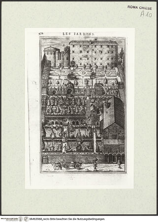Vorderseite von Bibliotheca Hertziana [https://www.deutsche-digitale-bibliothek.de/content/lizenzen/rv-fz/] La peinture spirituelle ou l'art d'amirer, aimer e louer Dieu ..., Lyon 1611Die Kirche San Vitale mit den angrenzenden Gärten - , bh463968_recto. Foto.