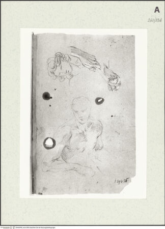 Vorderseite von Istituto Nazionale per la Grafica [https://www.deutsche-digitale-bibliothek.de/content/lizenzen/rv-ez/] Sitzende männliche Gestalt, ferner Kopf- und Armstudien - , bh463990_recto. Foto.