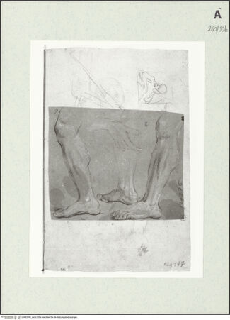 Vorderseite von Istituto Nazionale per la Grafica [https://www.deutsche-digitale-bibliothek.de/content/lizenzen/rv-ez/] Beinstudien und Skizze zu einer Hand - , bh463991_recto. Foto.