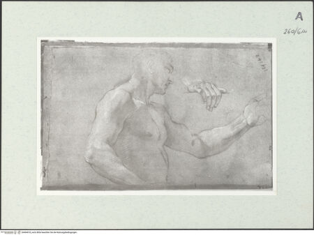 Vorderseite von Istituto Nazionale per la Grafica [https://www.deutsche-digitale-bibliothek.de/content/lizenzen/rv-ez/] Männliche Gestalt in Halbfigur und Handstudie - , bh464018_recto. Foto.