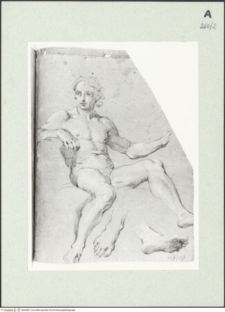 Vorderseite von Istituto Nazionale per la Grafica [https://www.deutsche-digitale-bibliothek.de/content/lizenzen/rv-ez/] Sitzende männliche Gestalt und Fußstudien - , bh464027_recto. Foto.