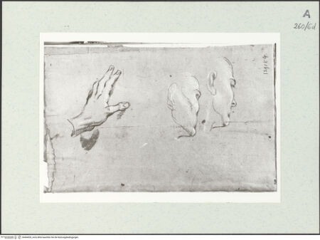 Vorderseite von Istituto Nazionale per la Grafica [https://www.deutsche-digitale-bibliothek.de/content/lizenzen/rv-ez/] Kopf- und Handstudien - , bh464030_recto. Foto.