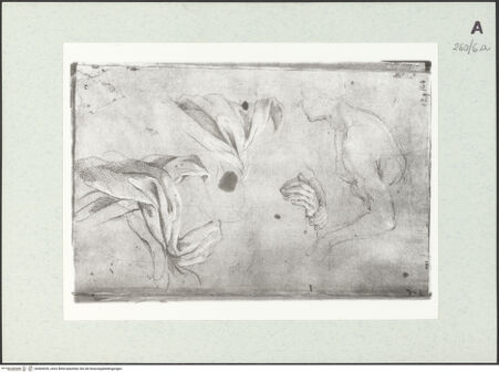 Vorderseite von Istituto Nazionale per la Grafica [https://www.deutsche-digitale-bibliothek.de/content/lizenzen/rv-ez/] Kniende Gestalt, ferner Draperie- und Detailstudien - , bh464039_recto. Foto.