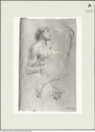 Vorderseite von Istituto Nazionale per la Grafica [https://www.deutsche-digitale-bibliothek.de/content/lizenzen/rv-ez/] Kniende männliche Gestalt, Detailstudien - , bh464046_recto. Foto.