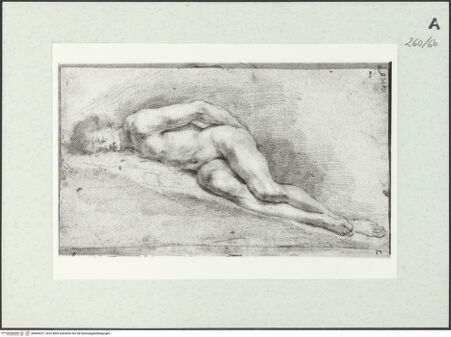 Vorderseite von Istituto Nazionale per la Grafica [https://www.deutsche-digitale-bibliothek.de/content/lizenzen/rv-ez/] Aktstudie zu einem liegenden Mann - , bh464327_recto. Foto.