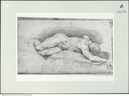 Vorderseite von Istituto Nazionale per la Grafica [https://www.deutsche-digitale-bibliothek.de/content/lizenzen/rv-ez/] Aktstudie zu einem liegenden Mann - , bh464336_recto. Foto.