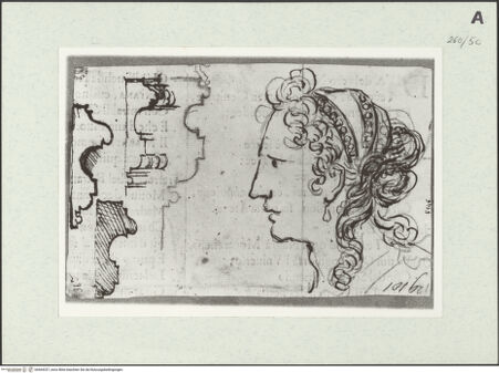 Vorderseite von Istituto Nazionale per la Grafica [https://www.deutsche-digitale-bibliothek.de/content/lizenzen/rv-ez/] Weiblicher Kopf. Architekturstudien - , bh464337_recto. Foto.