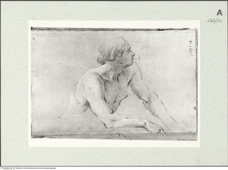 Vorderseite von Istituto Nazionale per la Grafica [https://www.deutsche-digitale-bibliothek.de/content/lizenzen/rv-ez/] Männliche Aktstudie in Halbfigur - , bh464347_recto. Foto.