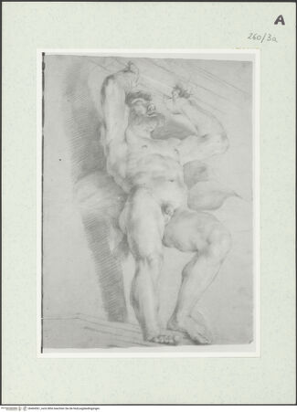 Vorderseite von Istituto Nazionale per la Grafica [https://www.deutsche-digitale-bibliothek.de/content/lizenzen/rv-ez/] Stehende männliche Gestalt, einen Architrav haltend - , bh464361_recto. Foto.