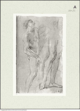 Vorderseite von Istituto Nazionale per la Grafica [https://www.deutsche-digitale-bibliothek.de/content/lizenzen/rv-ez/] Stehende männliche Gestalt und Studie zu einem Beinpaar - , bh464364_recto. Foto.