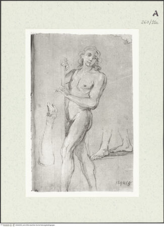 Vorderseite von Istituto Nazionale per la Grafica [https://www.deutsche-digitale-bibliothek.de/content/lizenzen/rv-ez/] Stehende männliche Gestalt und Studie zu einem Beinpaar und einem Arm - , bh464365_recto. Foto.