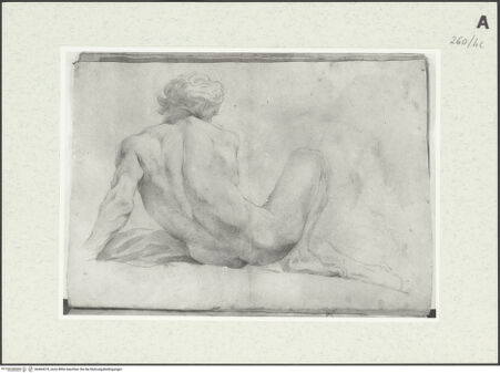 Vorderseite von Istituto Nazionale per la Grafica [https://www.deutsche-digitale-bibliothek.de/content/lizenzen/rv-ez/] Sitzende männliche Gestalt, von hinten gesehen - , bh464374_recto. Foto.