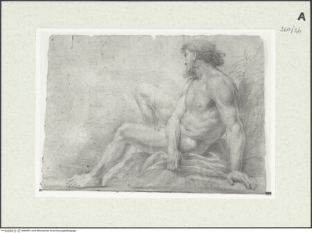 Vorderseite von Istituto Nazionale per la Grafica [https://www.deutsche-digitale-bibliothek.de/content/lizenzen/rv-ez/] Sitzende männliche Gestalt im Profil - , bh464391_recto. Foto.