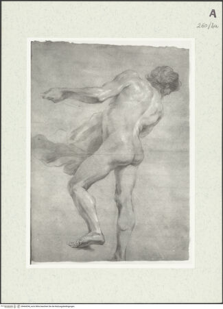 Vorderseite von Istituto Nazionale per la Grafica [https://www.deutsche-digitale-bibliothek.de/content/lizenzen/rv-ez/] Unbekleidete männliche Gestalt, nach links schreitend, sich zurückwendend - , bh464394_recto. Foto.