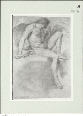 Vorderseite von Istituto Nazionale per la Grafica [https://www.deutsche-digitale-bibliothek.de/content/lizenzen/rv-ez/] Sitzende männliche Gestalt, den Kopf zurückwendend - , bh464414_recto. Foto.