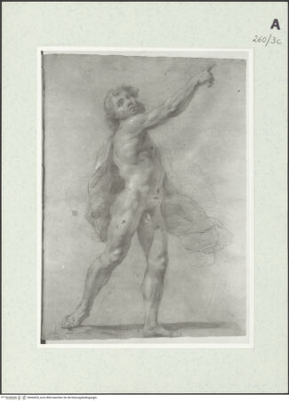 Vorderseite von Istituto Nazionale per la Grafica [https://www.deutsche-digitale-bibliothek.de/content/lizenzen/rv-ez/] Unbekleideter stehender Mann mit zeigend ausgestrecktem Arm - , bh464423_recto. Foto.