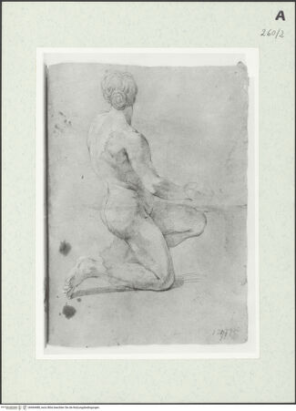 Vorderseite von Istituto Nazionale per la Grafica [https://www.deutsche-digitale-bibliothek.de/content/lizenzen/rv-ez/] Aktstudie zu einer knienden Frau - , bh464488_recto. Foto.