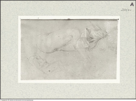 Vorderseite von Istituto Nazionale per la Grafica [https://www.deutsche-digitale-bibliothek.de/content/lizenzen/rv-ez/] Skizzen zu einer liegenden weiblichen Gestalt. Draperiestudie - , bh464554_recto. Foto.