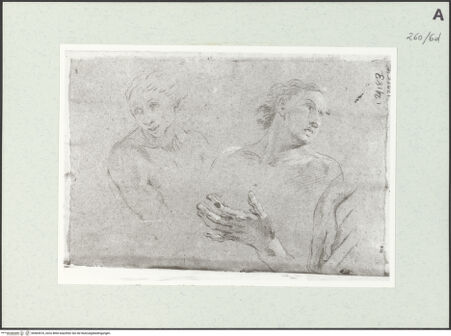 Vorderseite von Istituto Nazionale per la Grafica [https://www.deutsche-digitale-bibliothek.de/content/lizenzen/rv-ez/] Zwei Gestalten in Halbfigur. Handstudien - , bh464576_recto. Foto.