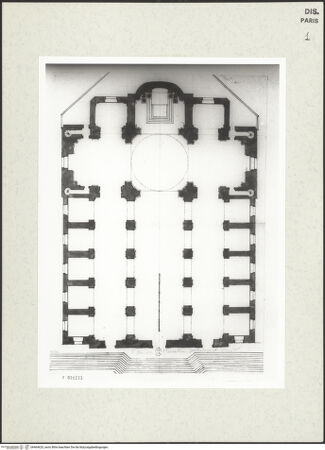 Vorderseite von Bibliothèque Nationale, Paris [https://www.deutsche-digitale-bibliothek.de/content/lizenzen/rv-ez/] Grundriss der Kirche San Giovanni dei Fiorentini, Rom - , bh464620_recto. Foto.