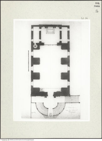 Vorderseite von Bibliothèque Nationale, Paris [https://www.deutsche-digitale-bibliothek.de/content/lizenzen/rv-ez/] Grundriss der Kirche Santi Domenico e Sisto, Rom - , bh464645_recto. Foto.