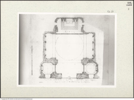 Vorderseite von Bibliothèque Nationale, Paris [https://www.deutsche-digitale-bibliothek.de/content/lizenzen/rv-ez/] Grundriss der Cappella Paolina, Santa Maria Maggiore, Rom - , bh464650_recto. Foto.