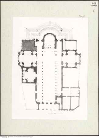 Vorderseite von Bibliothèque Nationale, Paris [https://www.deutsche-digitale-bibliothek.de/content/lizenzen/rv-ez/] Grundriss der Kirche Santa Maria Maggiore, Rom - , bh464651_recto. Foto.