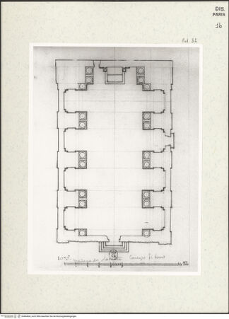 Vorderseite von Bibliothèque Nationale, Paris [https://www.deutsche-digitale-bibliothek.de/content/lizenzen/rv-ez/] Grundriss der Kirche San Salvatore in Lauro, Rom - , bh464660_recto. Foto.