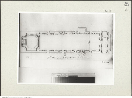 Vorderseite von Bibliothèque Nationale, Paris [https://www.deutsche-digitale-bibliothek.de/content/lizenzen/rv-ez/] Grundriss der Kirche San Sebastiano, Rom - , bh464661_recto. Foto.