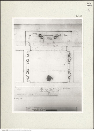 Vorderseite von Bibliothèque Nationale, Paris [https://www.deutsche-digitale-bibliothek.de/content/lizenzen/rv-ez/] Grundriss der Cappella Aldobrandini, Santa Maria sopra Minverva, Rom - , bh464664_recto. Foto.