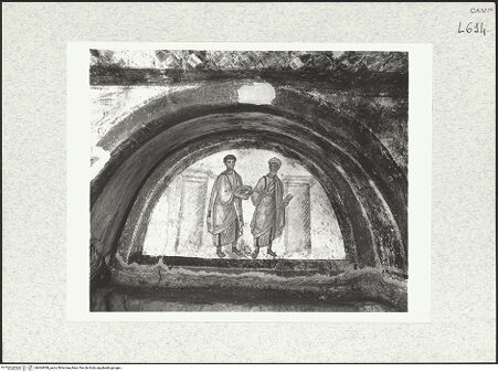 Vorderseite von Bibliotheca Hertziana [https://www.deutsche-digitale-bibliothek.de/content/lizenzen/rv-fz/] Der heilige Ianuarius präsentiert über die Vermittlung des heiligen Petrus Christus seine Märtyrerkrone - Gesamtansicht (nach der Restaurierung), bh464958_recto. Foto: Savio, Oscar.