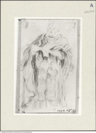 Vorderseite von Istituto Nazionale per la Grafica [https://www.deutsche-digitale-bibliothek.de/content/lizenzen/rv-ez/] Studie zu einem Bischof - , bh465473_recto. Foto.